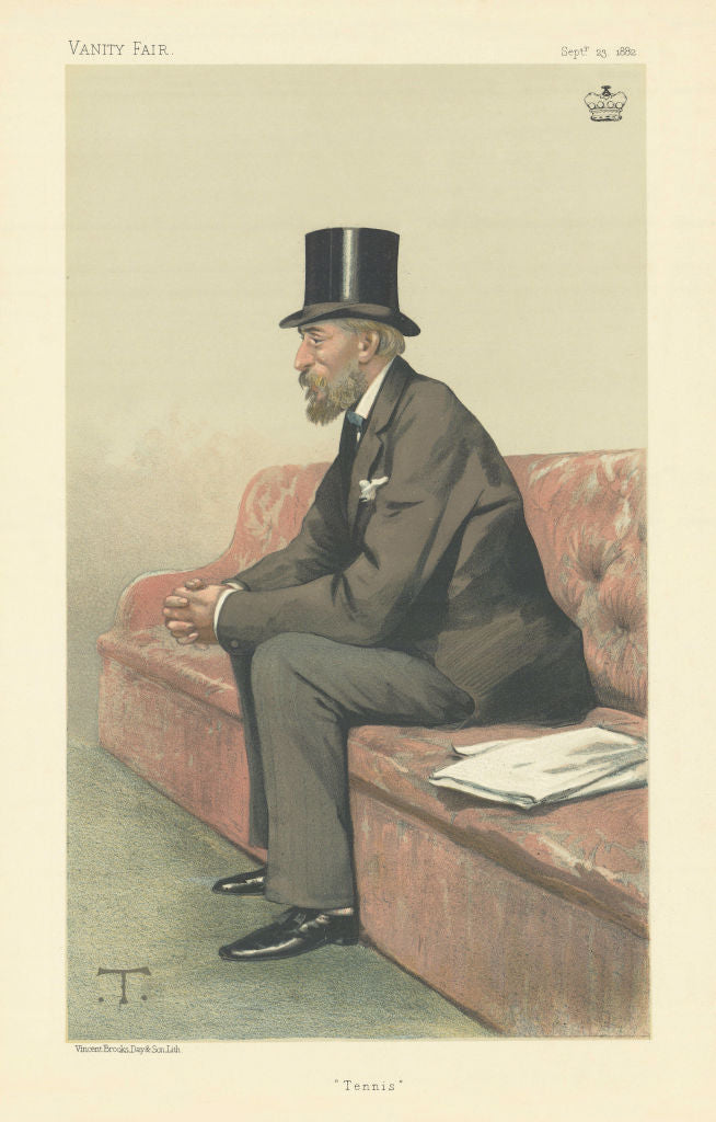 VANITY FAIR SPY CARTOON Ivor Bertie Guest, 1st Baron Wimborne 'Tennis' 1882